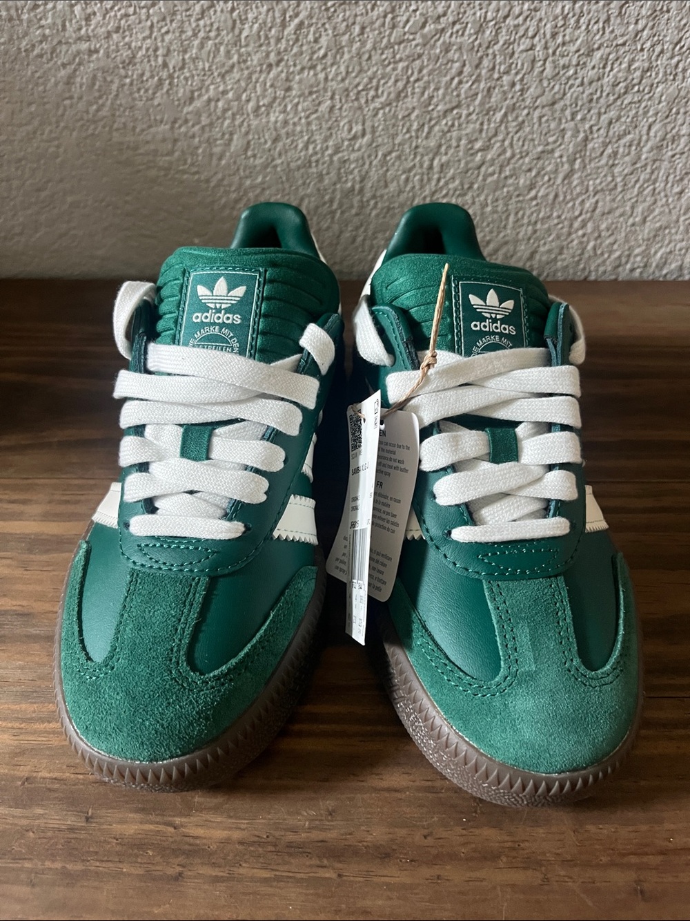 adidas Kids Green and White Samba Sneakers